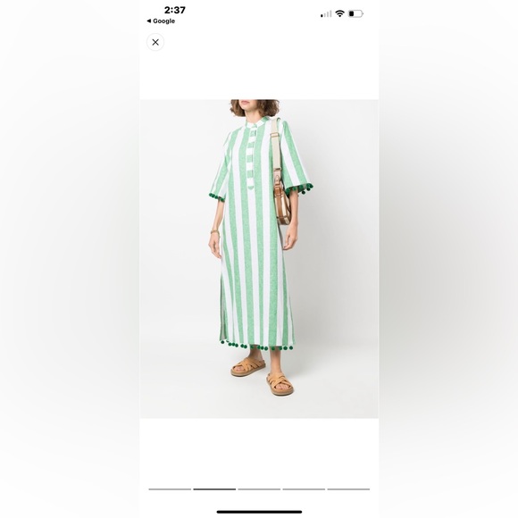 kate spade Dresses Kate Spade Kaftan Green And White Striped With Zoom Poms Poshmark